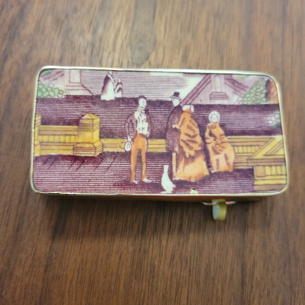 China Baroque Belt Buckle Nwt Victorian Waterfront Scene